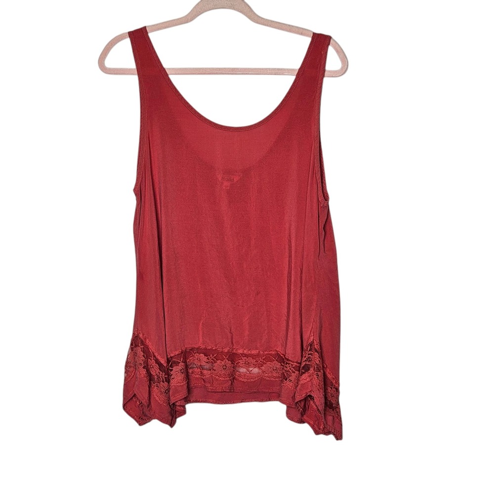Mudd‎ Tank Top Lace Trim Sleeveless Casual Red Top Size L Loose Fit Boxy Y2K